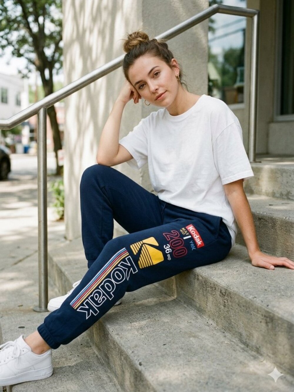 Kodak Retro Graphic Joggers Navy Blue Sweatpants XS